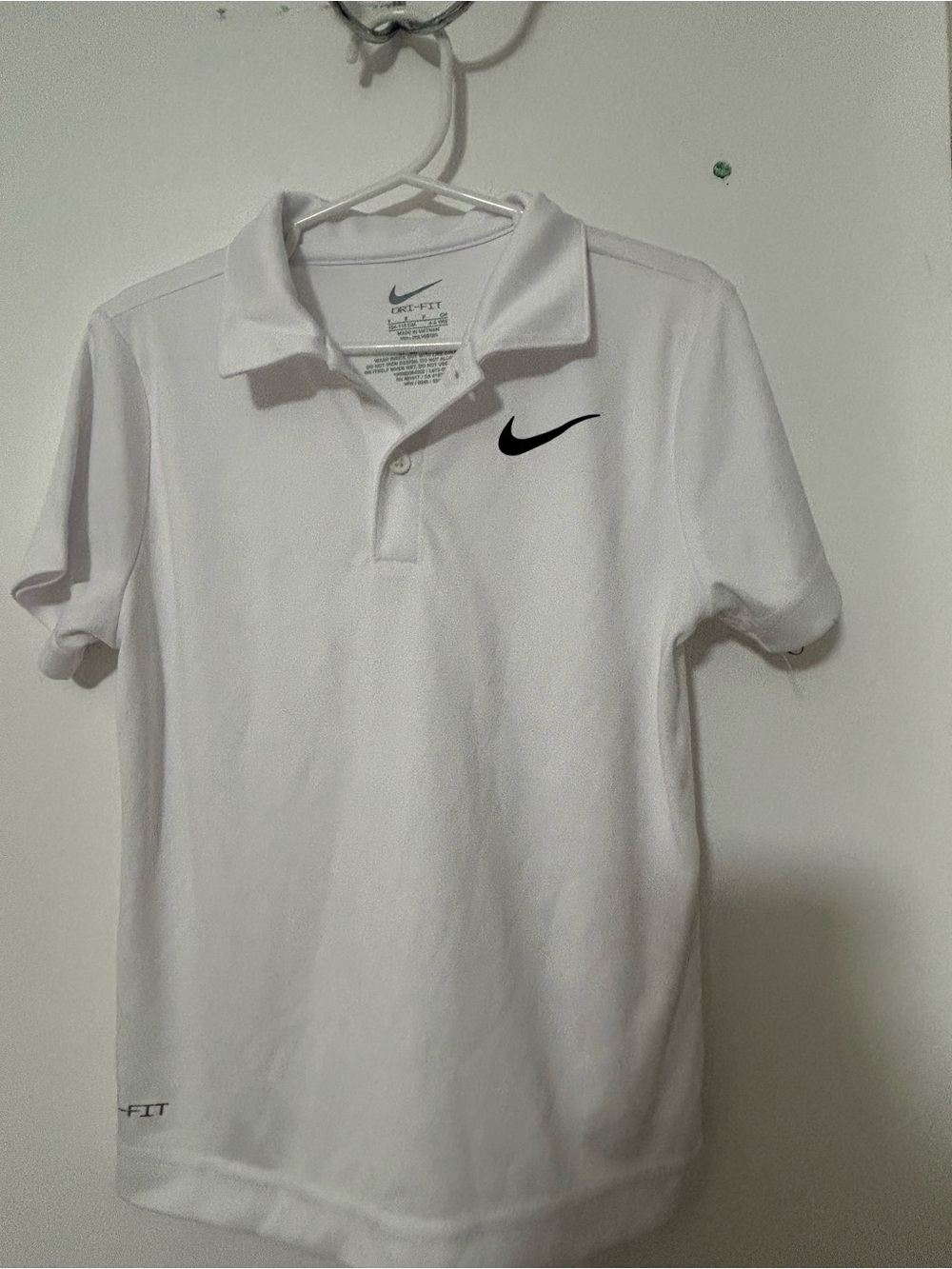 Nike White Polo Shirt with Black Swoosh - Dri-FIT - Picture 1 of 3